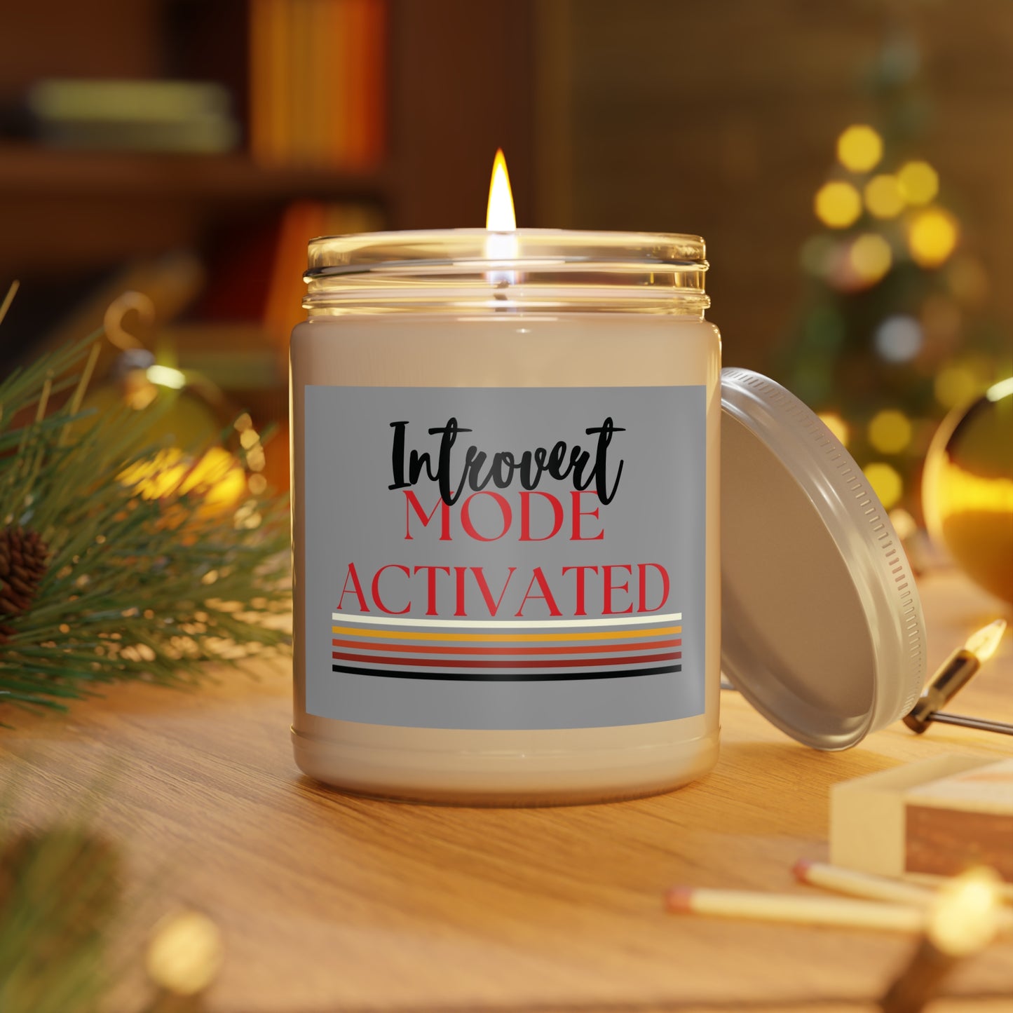 Gray Non-toxic Natural Soy Candle 'Introvert Mode Activated'