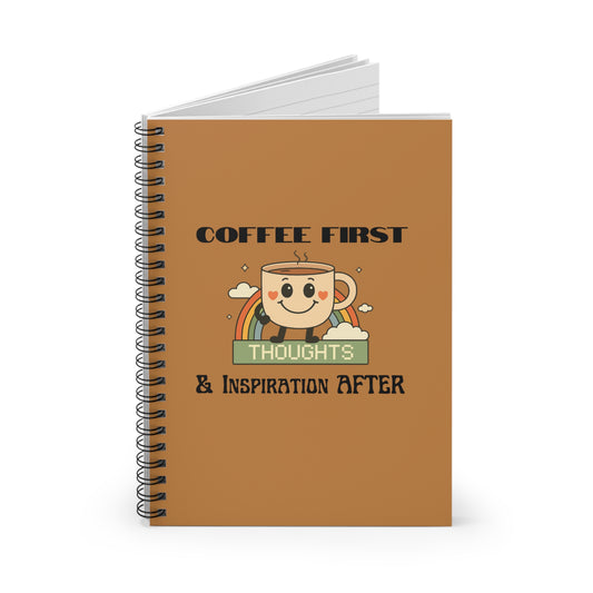 Brown Ruled Line Spiral Notebook - Coffee Quote Retro Style