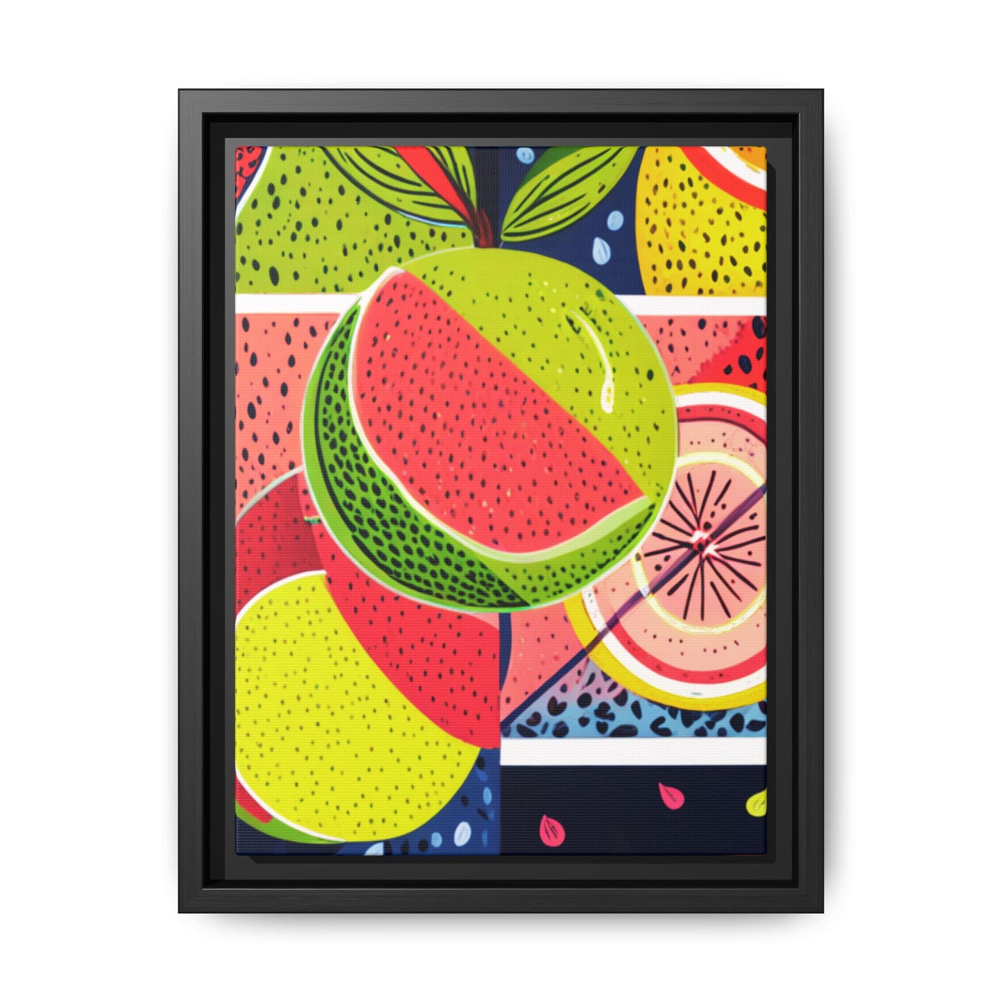Framed Matte Canvas - Vibrant Fruits Abstract Artwork