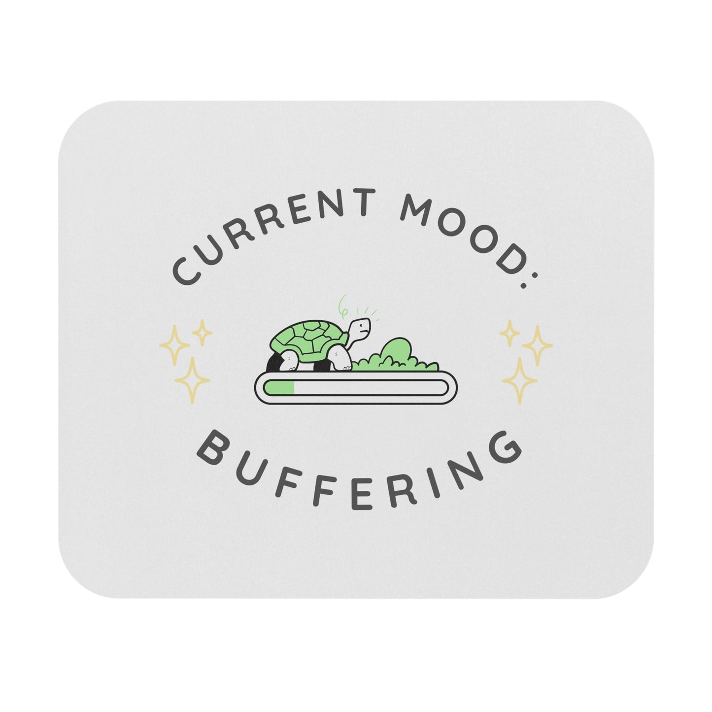Mouse Pad - Cute Mint Turtle Design with 'Mood Buffering' Quote