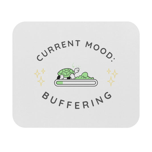 Mouse Pad - Cute Mint Turtle Design with 'Mood Buffering' Quote