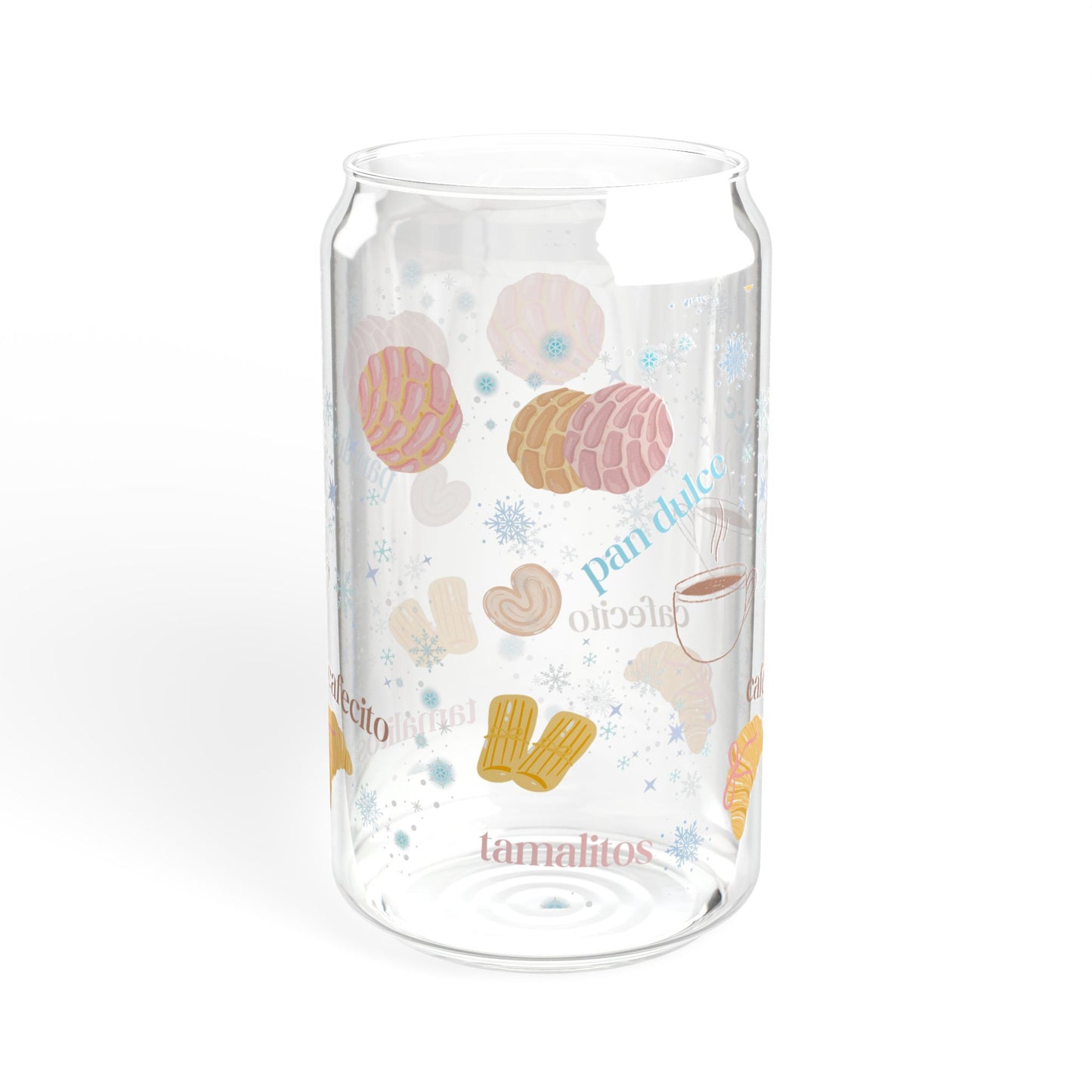 Cafecito & Pan Dulce 16oz Sipper Glass - Coffee & Pastry Lover Drinkware