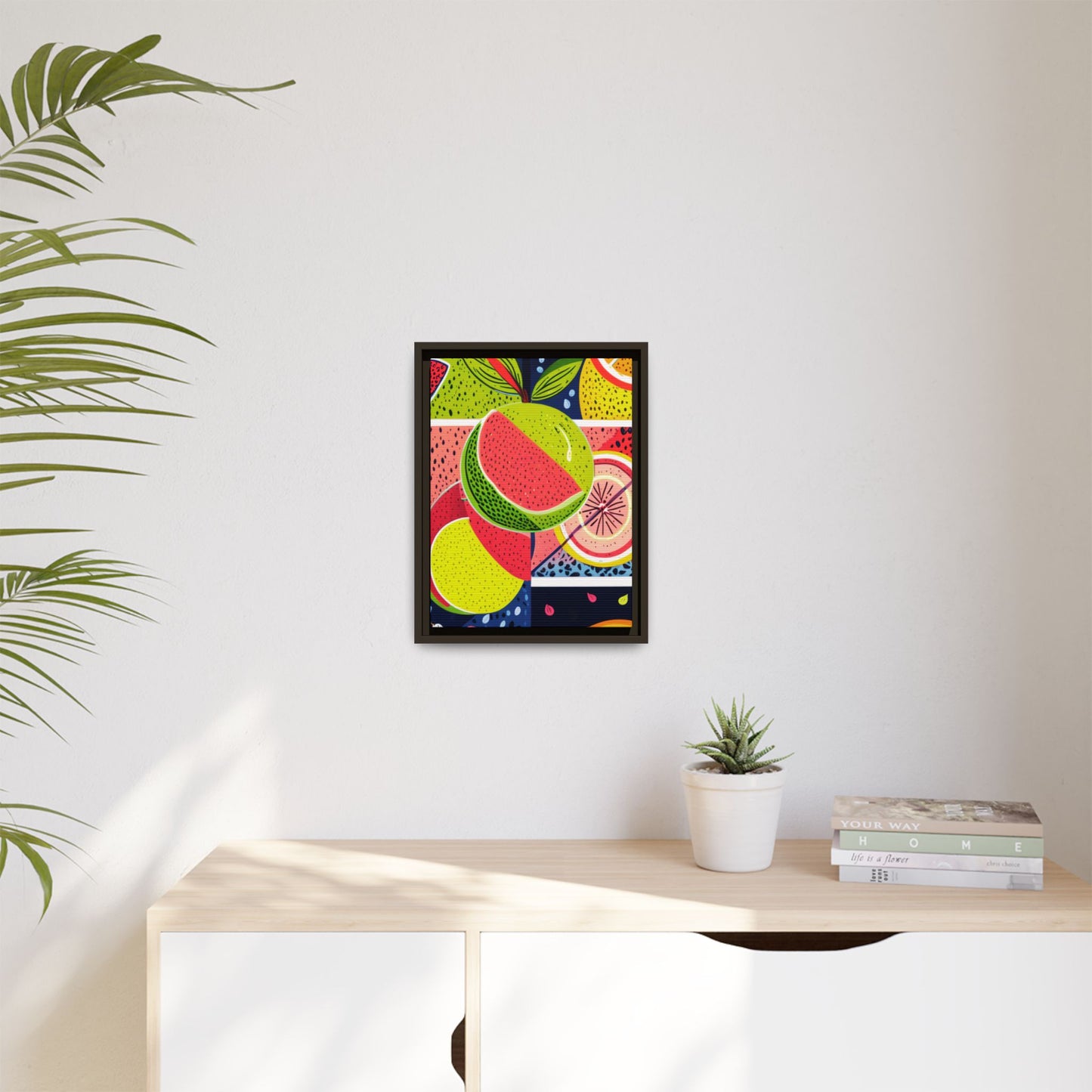 Framed Matte Canvas - Vibrant Fruits Abstract Artwork