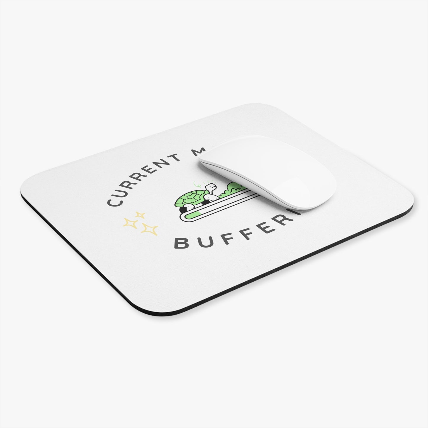Mouse Pad - Cute Mint Turtle Design with 'Mood Buffering' Quote