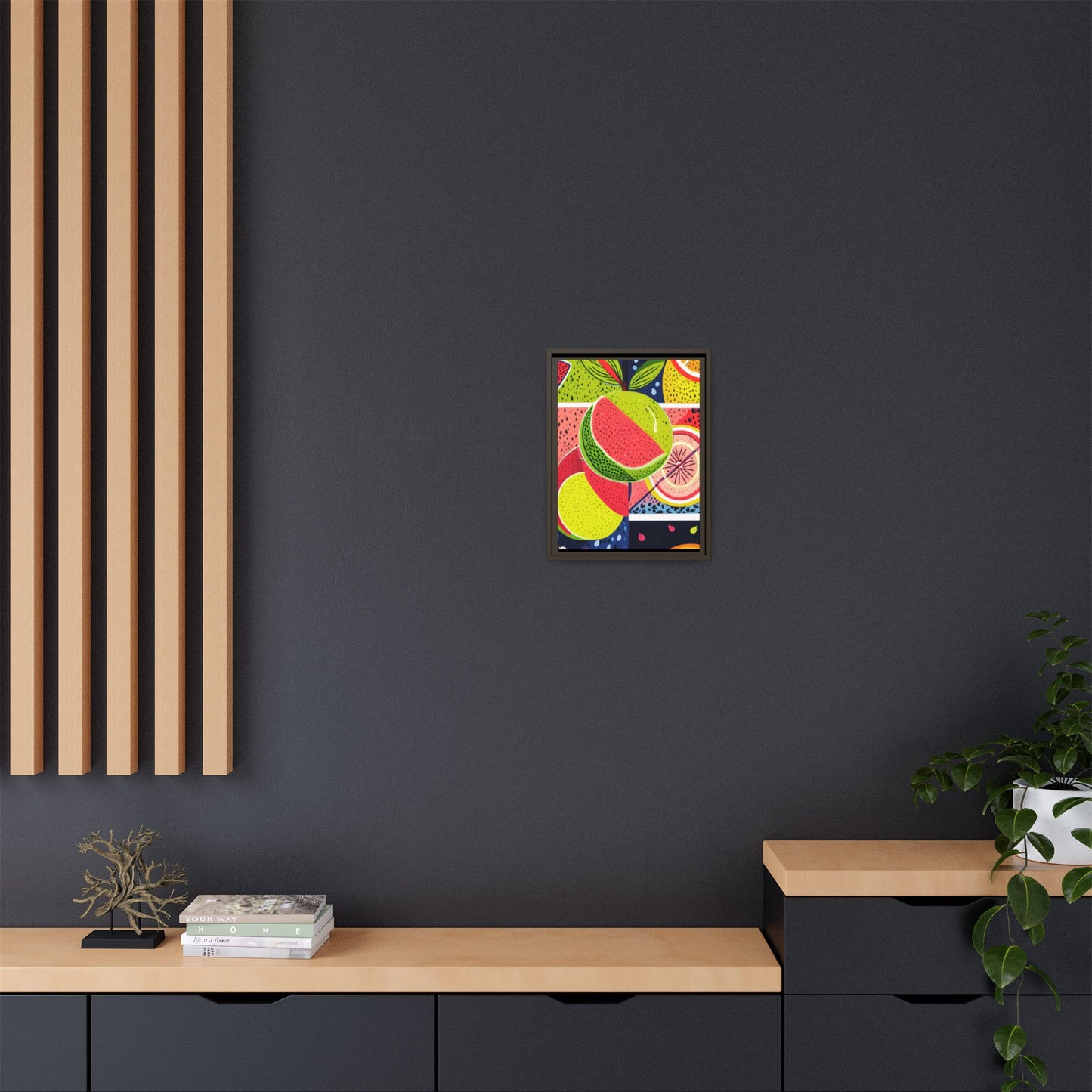 Framed Matte Canvas - Vibrant Fruits Abstract Artwork