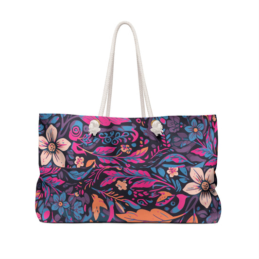 Retro Floral Design Weekender Bag