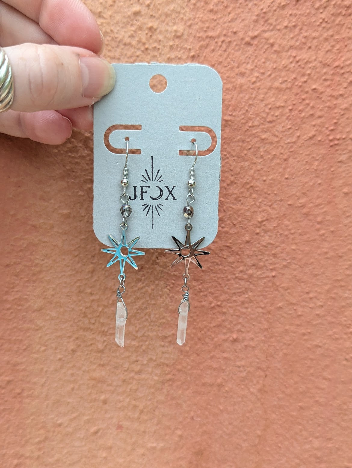 Sun Moon Quartz Crystal Earrings (Available in Silver or Gold)