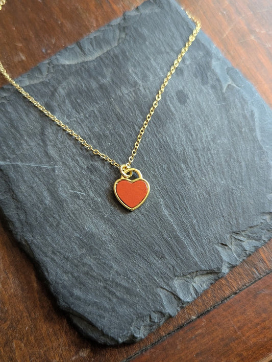 Red Jasper Heart 14KGF Necklace