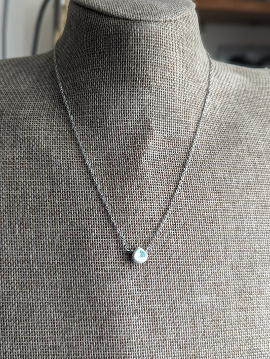 Turquoise Howlite Mini Tear Drop Pendant on Stainless